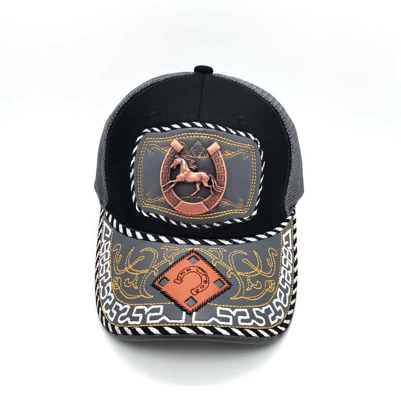 Gorra de malla estilo mexicano étnico con decoración metálica 3D en color cobre (Preventa) - image 2