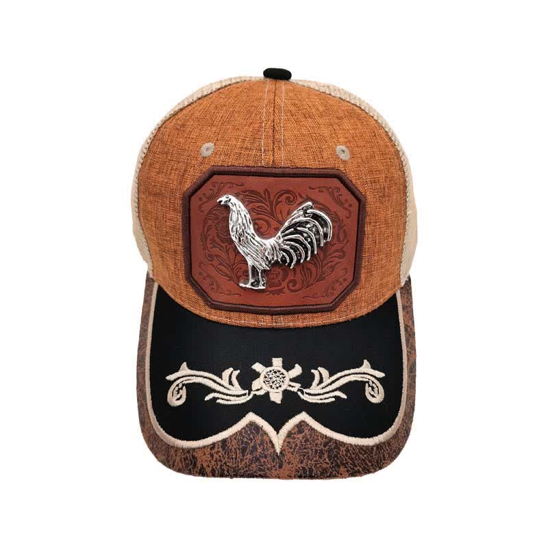 Gorra de malla bordada Westerman con decoración de gallo de metal 3D plateada (Preventa) - image 2