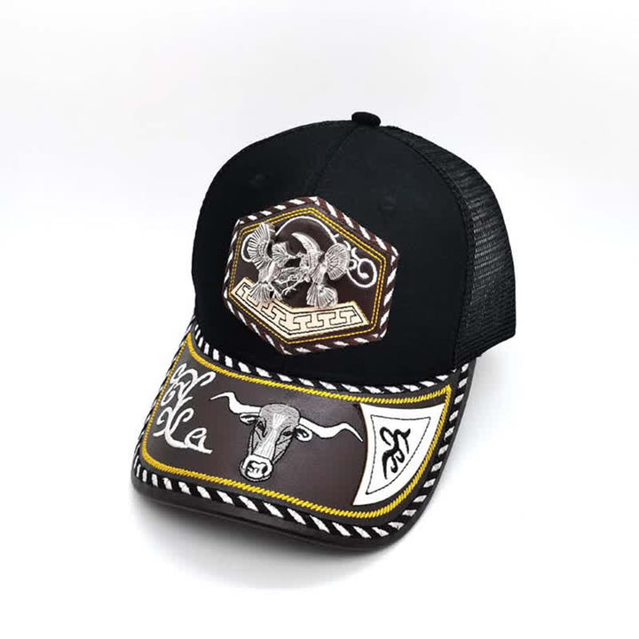 Gorra de camionero de malla negra con bordado Westerman, decoración metálica 3D plateada (Preventa) - Aves - Ajustable (aproximadamente 22"-23 5/8") - image 6