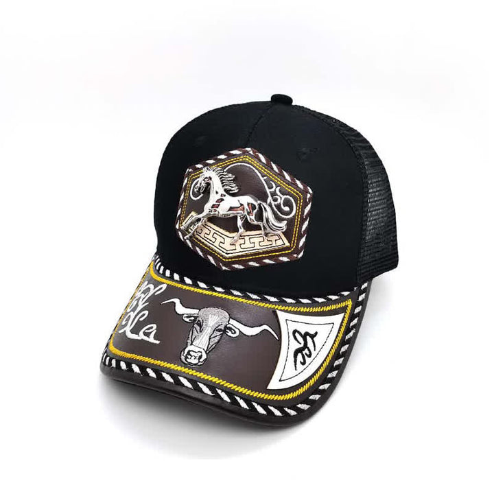 Gorra de camionero de malla negra con bordado Westerman, decoración metálica 3D plateada (Preventa) - Caballo - Ajustable (aproximadamente 22"-23 5/8") - image 11