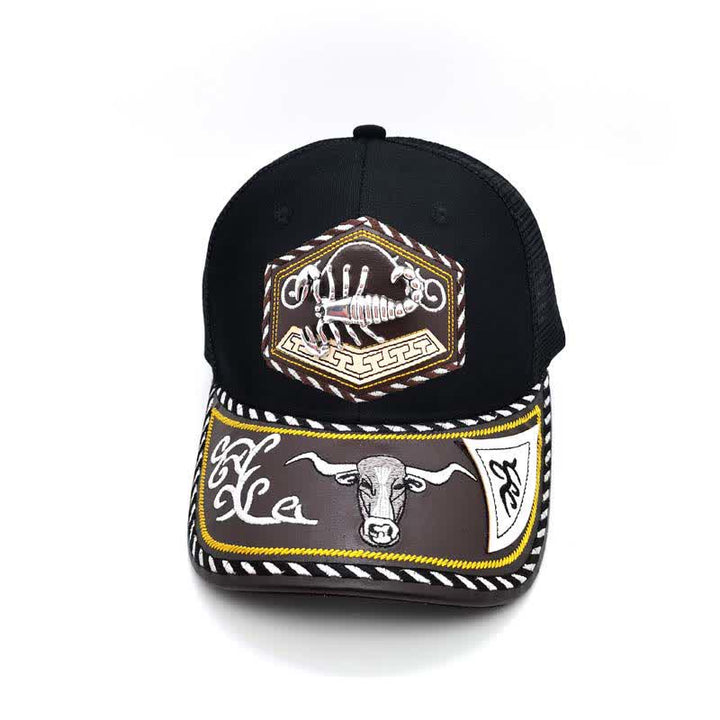 Gorra de camionero de malla negra con bordado Westerman, decoración metálica 3D plateada (Preventa) - Escorpión - Ajustable (aproximadamente 22"-23 5/8") - image 10