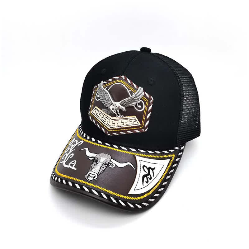 Gorra de camionero de malla negra con bordado Westerman, decoración metálica 3D plateada (Preventa) - Águila - Ajustable (aproximadamente 22"-23 5/8") - image 13