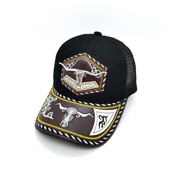 Gorra de camionero de malla negra con bordado Westerman, decoración metálica 3D plateada (Preventa) - Toro - Ajustable (aproximadamente 22"-23 5/8") - image 4
