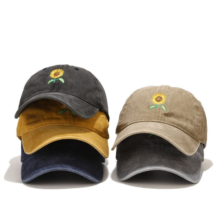 Gorra de béisbol ajustable con bordado floral de girasol - image 2