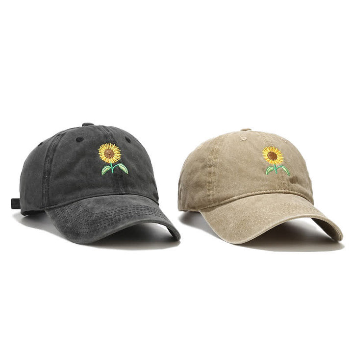 Gorra de béisbol ajustable con bordado floral de girasol - image 3