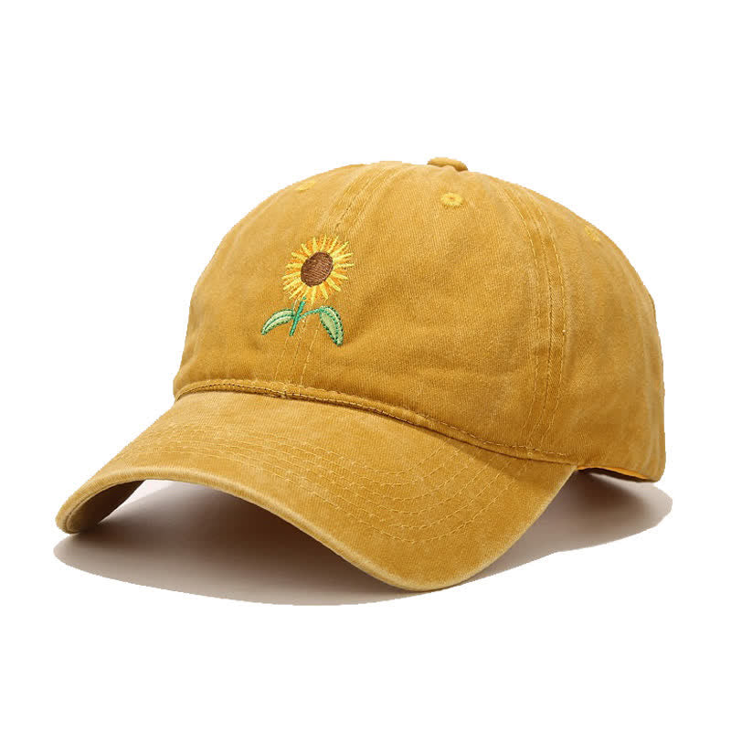 Gorra de béisbol ajustable con bordado floral de girasol - Amarillo - Ajustable (aproximadamente 21 5/8"-22 7/8") - image 6