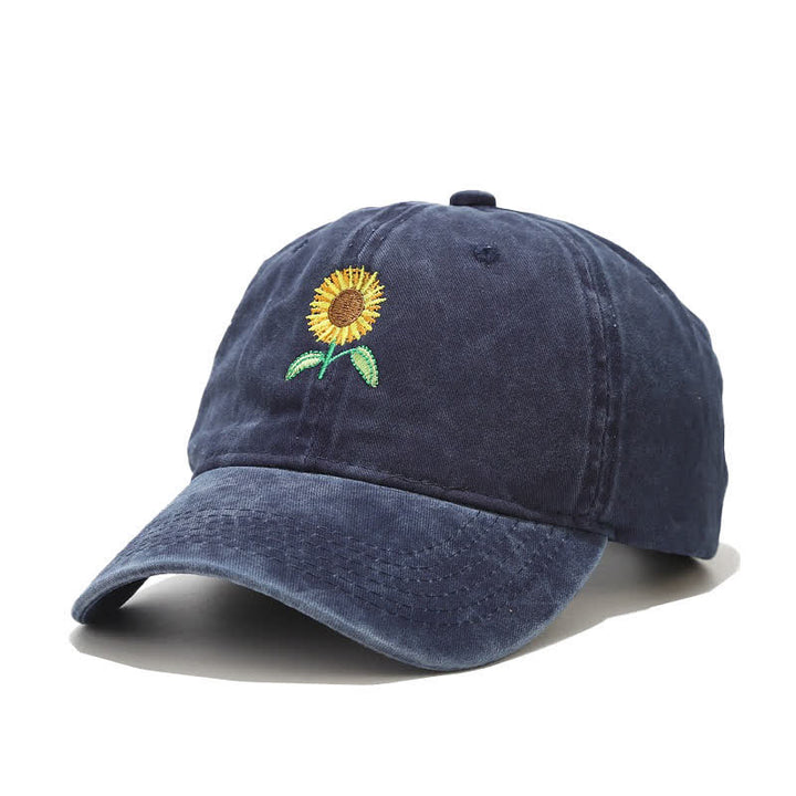 Gorra de béisbol ajustable con bordado floral de girasol - Marina de guerra - Ajustable (aproximadamente 21 5/8"-22 7/8") - image 10