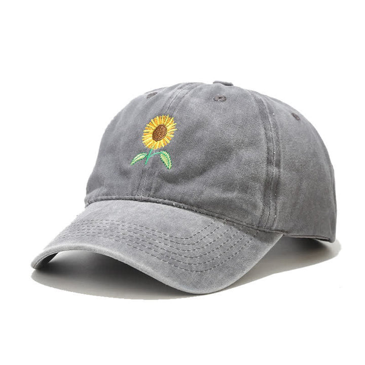 Gorra de béisbol ajustable con bordado floral de girasol - Gris - Ajustable (aproximadamente 21 5/8"-22 7/8") - image 9