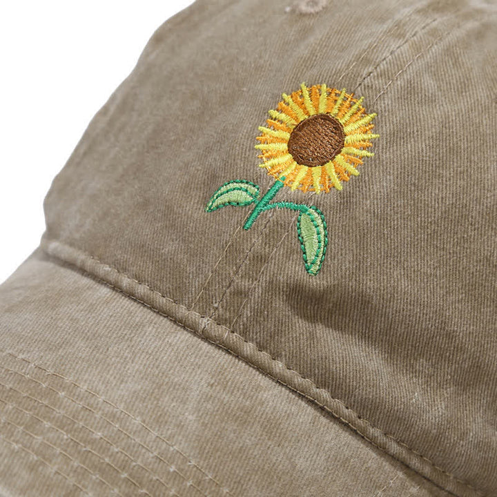 Gorra de béisbol ajustable con bordado floral de girasol - image 4