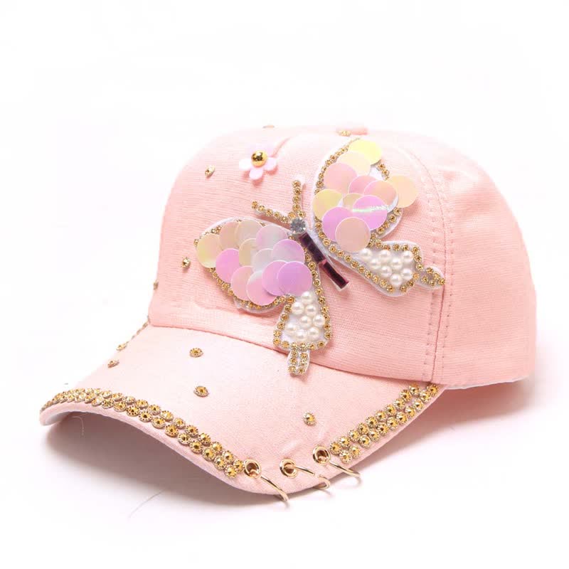 Gorra de béisbol ajustable con mariposa y lentejuelas rosas - Rosa - Ajustable (aproximadamente 21 5/8"-22 7/8") - image 7