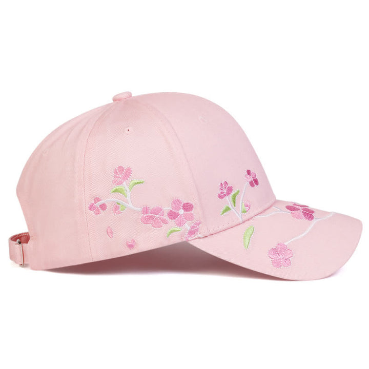 Gorra de béisbol ajustable con bordado floral en el lateral de color rosa - image 6