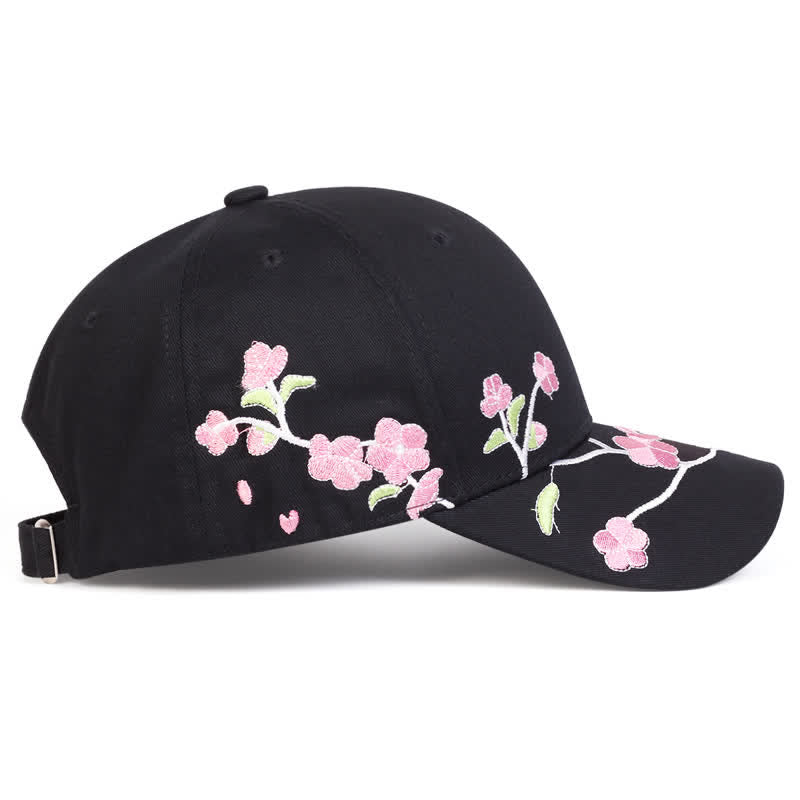 Gorra de béisbol ajustable con bordado floral en el lateral de color rosa - image 3
