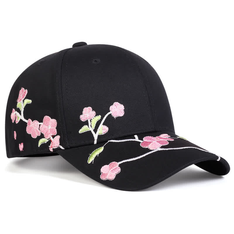 Gorra de béisbol ajustable con bordado floral en el lateral de color rosa - Negro - Ajustable (aproximadamente 21 5/8"-22 7/8") - image 1