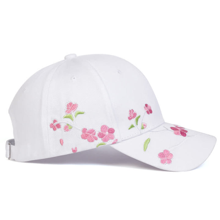 Gorra de béisbol ajustable con bordado floral en el lateral de color rosa - image 9