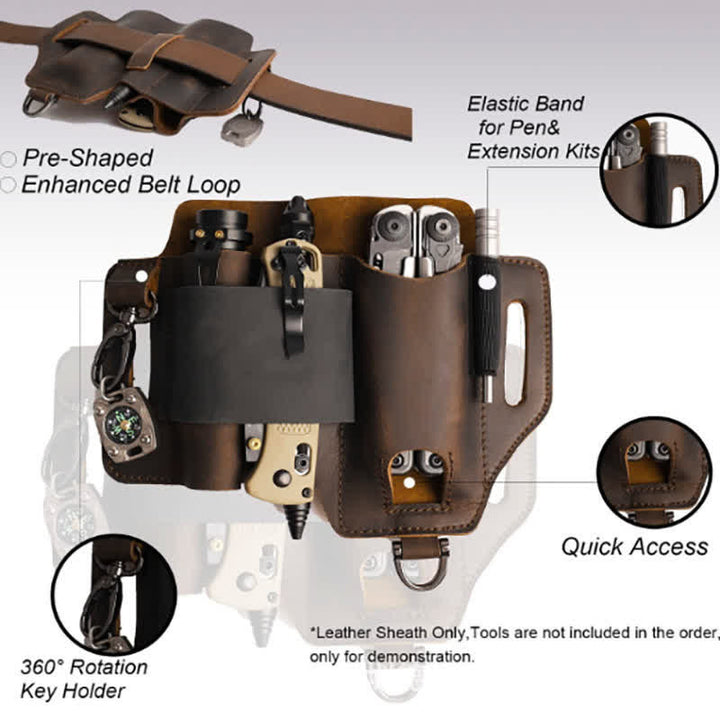 Funda de almacenamiento para herramientas EDC, cuchillo plegable, linterna, bolsa de cuero para cinturón - image 3