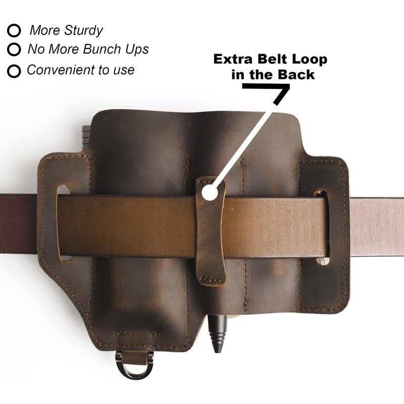 Funda de almacenamiento para herramientas EDC, cuchillo plegable, linterna, bolsa de cuero para cinturón - image 6