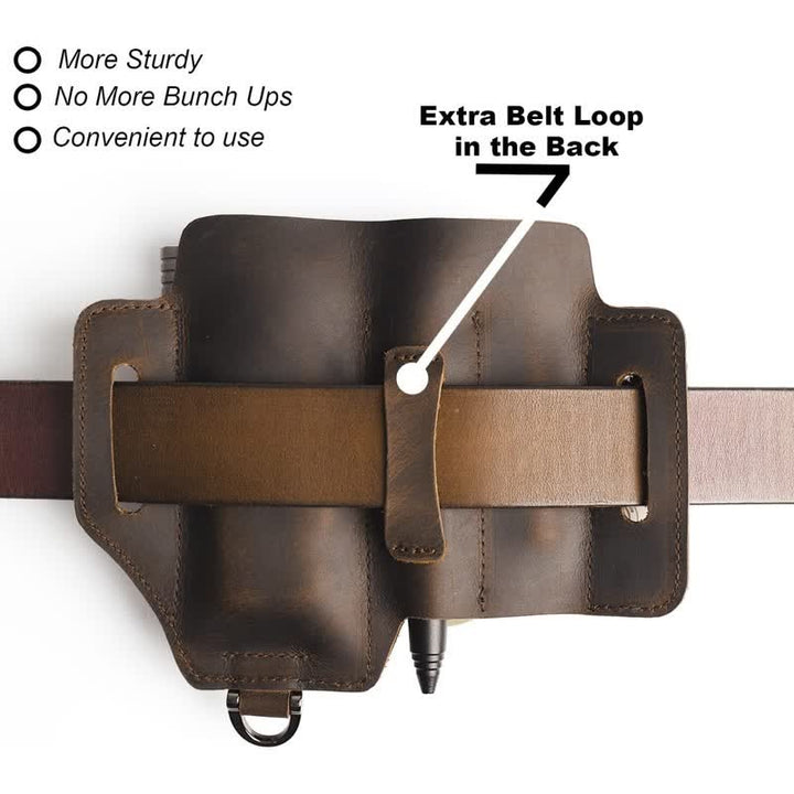 Funda de almacenamiento para herramientas EDC, cuchillo plegable, linterna, bolsa de cuero para cinturón - image 6