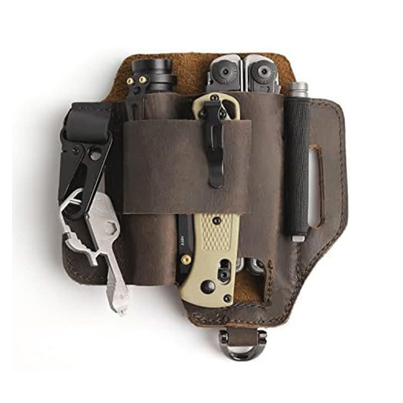 Funda de almacenamiento para herramientas EDC, cuchillo plegable, linterna, bolsa de cuero para cinturón - image 7