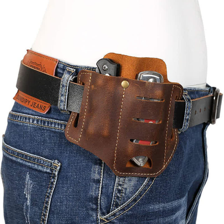 Funda de almacenamiento para herramientas EDC, cuchillo plegable, linterna, bolsa de cuero para cinturón - image 3