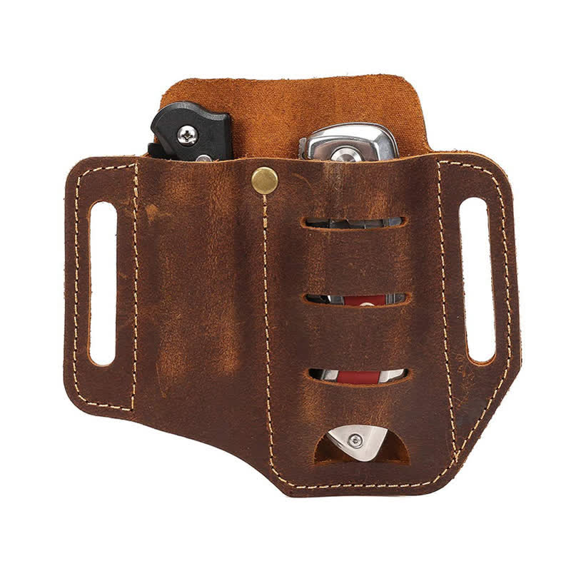 Funda de almacenamiento para herramientas EDC, cuchillo plegable, linterna, bolsa de cuero para cinturón - image 2