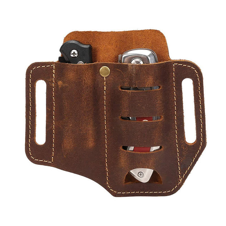 Funda de almacenamiento para herramientas EDC, cuchillo plegable, linterna, bolsa de cuero para cinturón - image 2