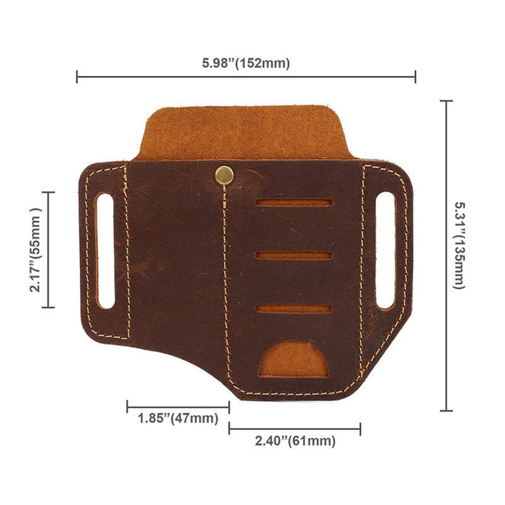 Funda de almacenamiento para herramientas EDC, cuchillo plegable, linterna, bolsa de cuero para cinturón - image 4
