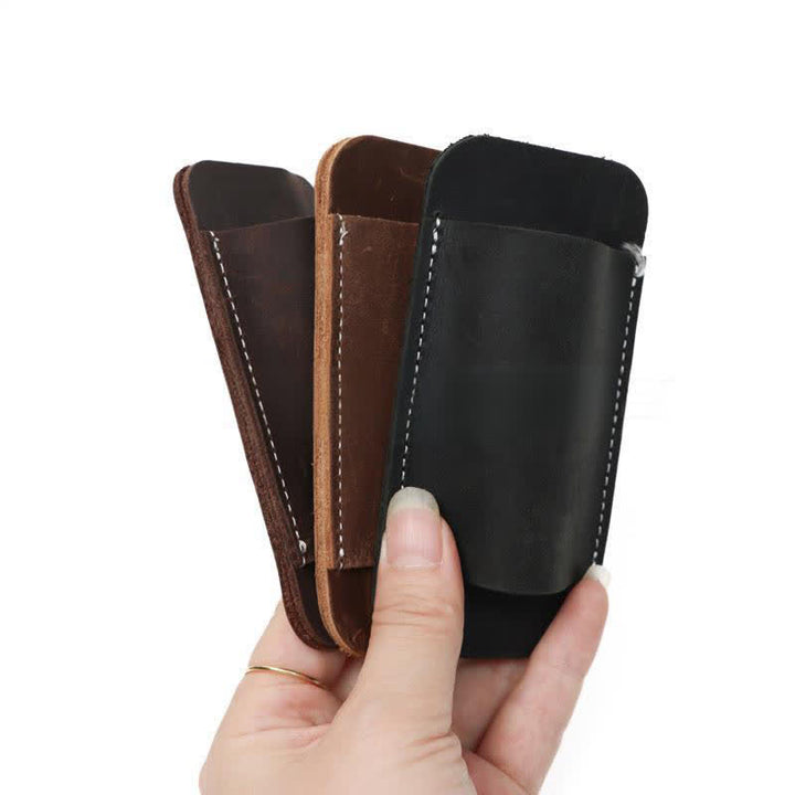 Bolsa de cinturón de cuero con funda para cuchillo plegable horizontal con apertura inferior - image 3