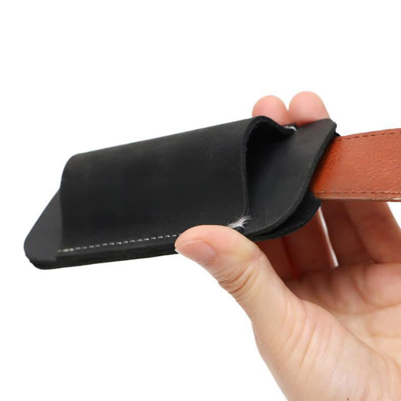 Bolsa de cinturón de cuero con funda para cuchillo plegable horizontal con apertura inferior - image 10