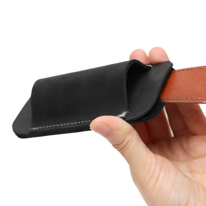 Bolsa de cinturón de cuero con funda para cuchillo plegable horizontal con apertura inferior - image 10