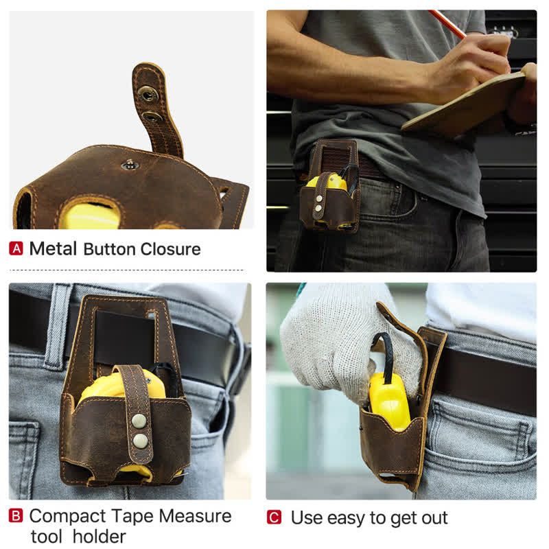 Bolsa de cinturón de cuero con estuche medidor de acero Coffee 5M - image 5