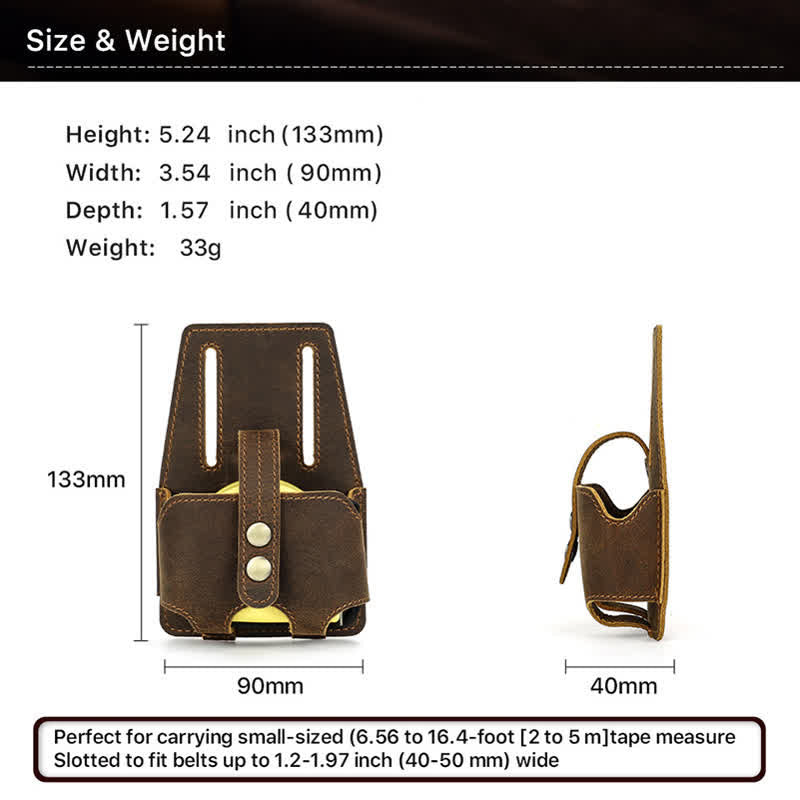 Bolsa de cinturón de cuero con estuche medidor de acero Coffee 5M - image 7