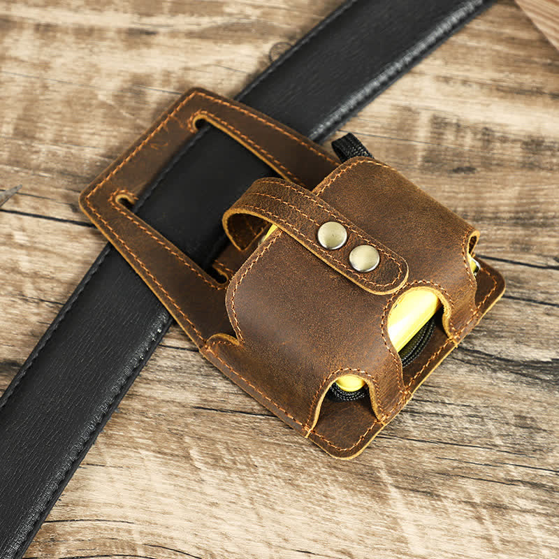 Bolsa de cinturón de cuero con estuche medidor de acero Coffee 5M - Café - image 1