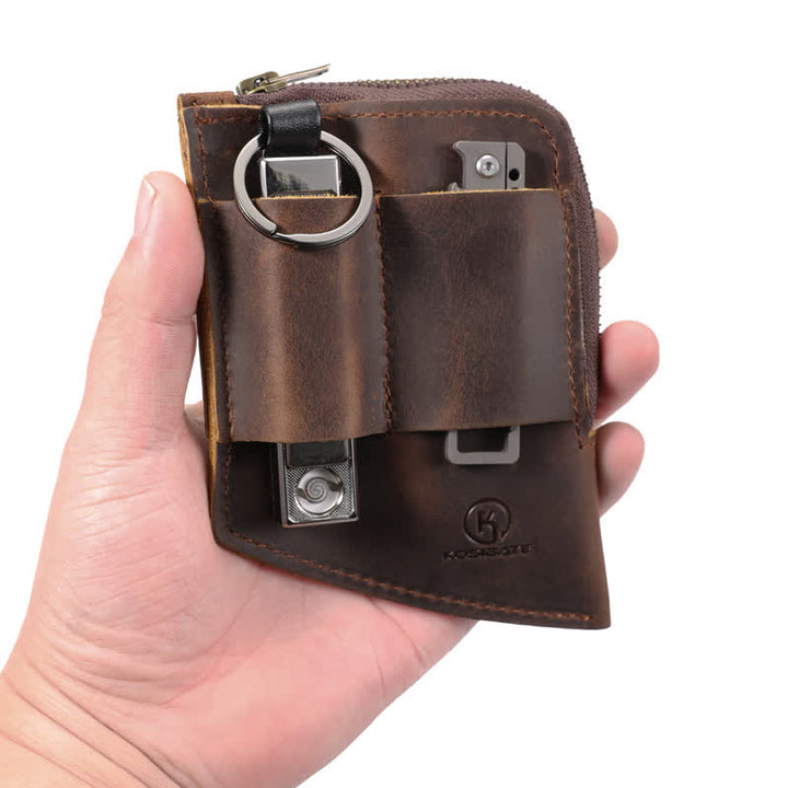 Cartera de bolsillo EDC de forma curva, bolso de cuero con cinturón - image 4