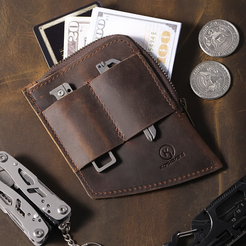 Cartera de bolsillo EDC de forma curva, bolso de cuero con cinturón - image 2
