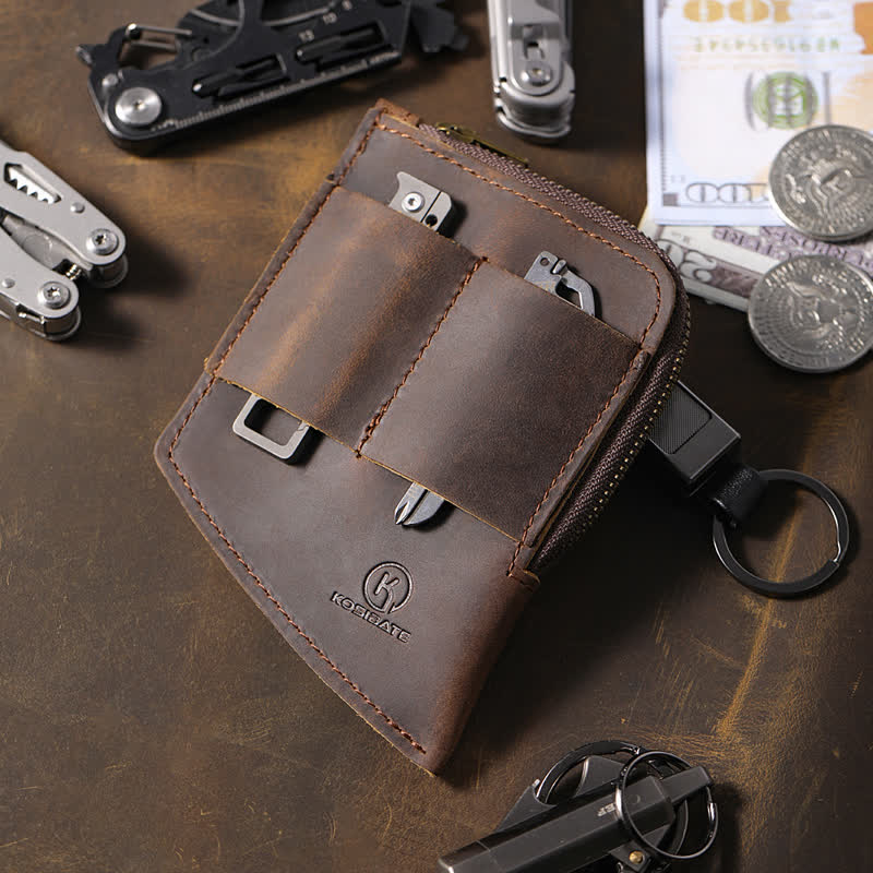 Cartera de bolsillo EDC de forma curva, bolso de cuero con cinturón - image 3