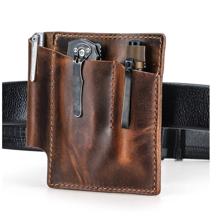Bolsa de cinturón organizadora de bolsillo EDC de cuero retro - image 11