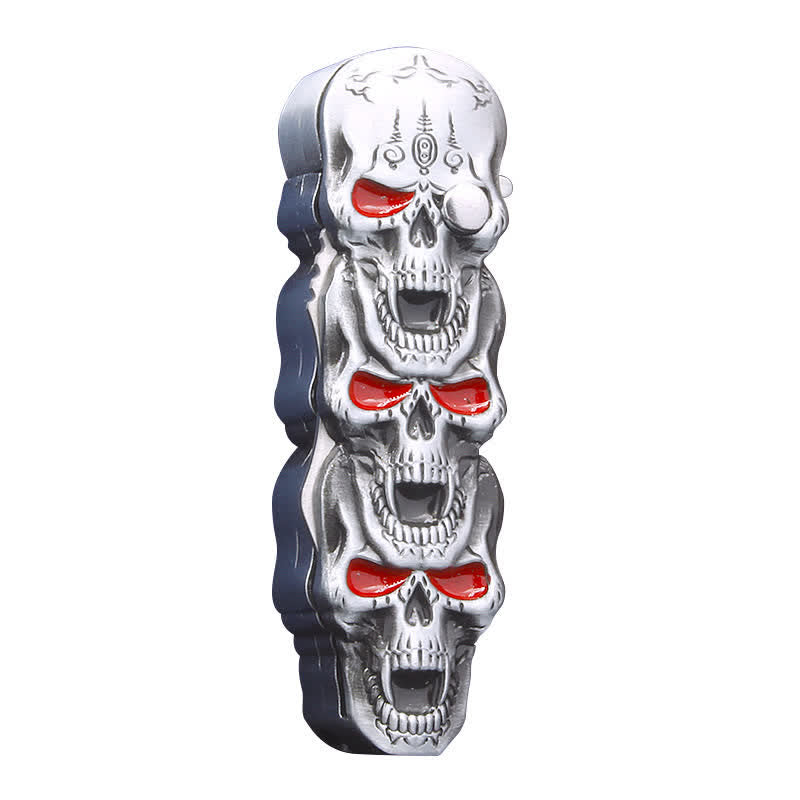 Encendedor de butano recargable con forma de calavera triple y cuchillo - Plata - image 12