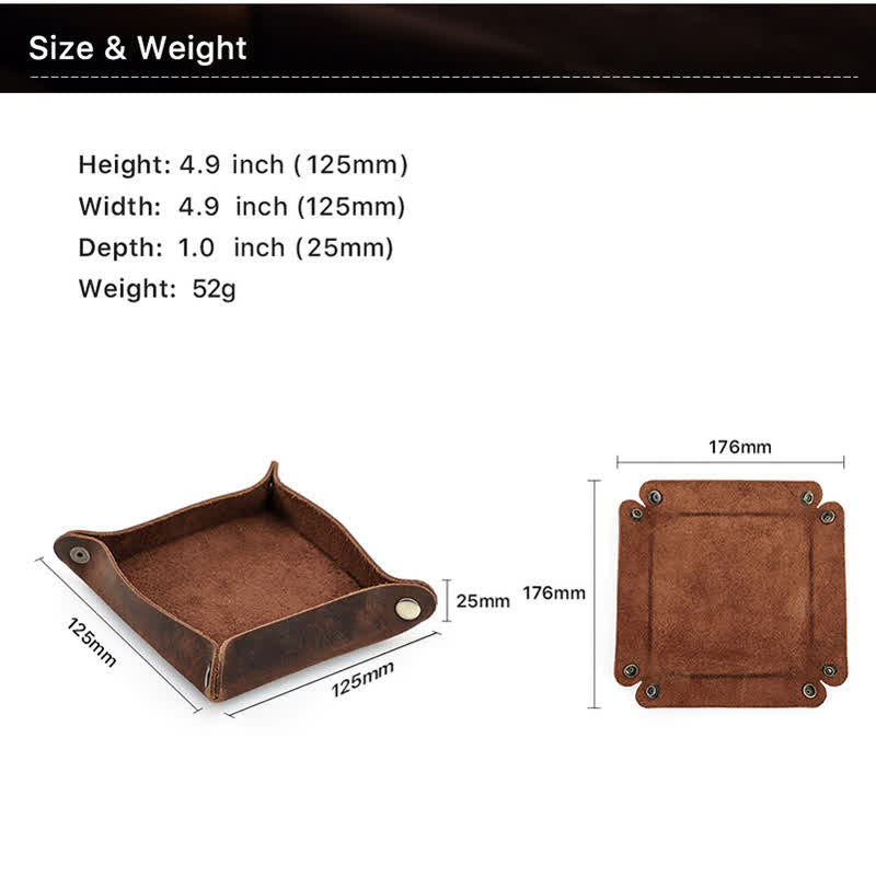 Bandeja plegable de valet rústica de cuero genuino con nombre personalizado - image 6