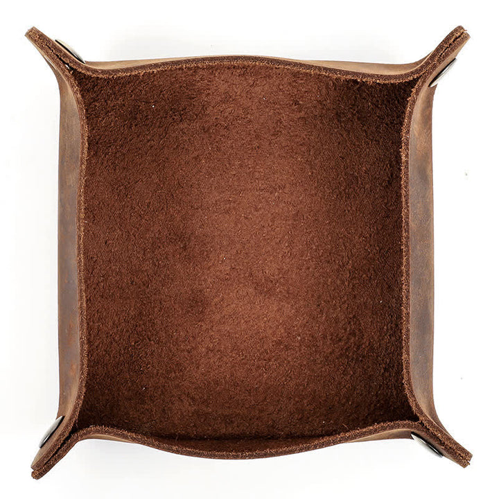 Bandeja plegable de valet rústica de cuero genuino con nombre personalizado - image 2