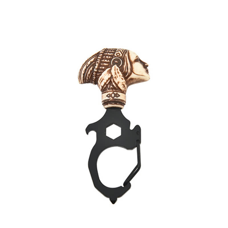Práctico llavero con cabeza de toro indio y martillo rompedor - Cabeza de indio - Negro - image 10