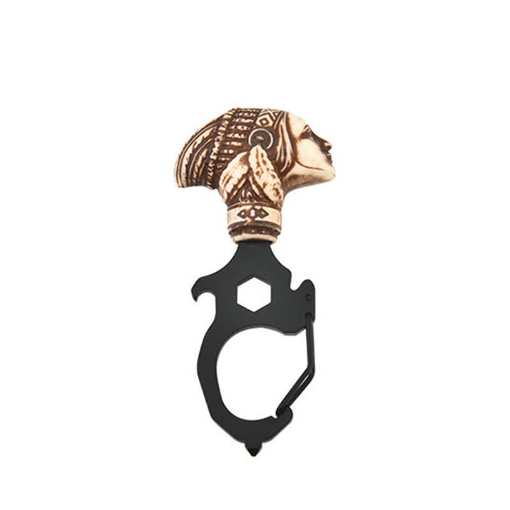 Práctico llavero con cabeza de toro indio y martillo rompedor - Cabeza de indio - Negro - image 10