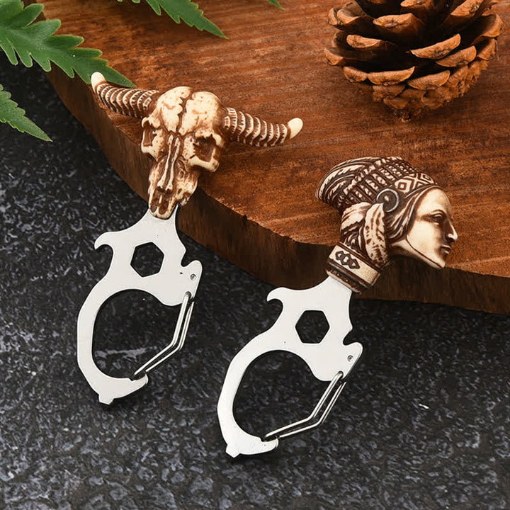 Práctico llavero con cabeza de toro indio y martillo rompedor - image 3