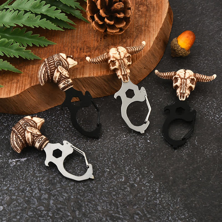 Práctico llavero con cabeza de toro indio y martillo rompedor - image 4