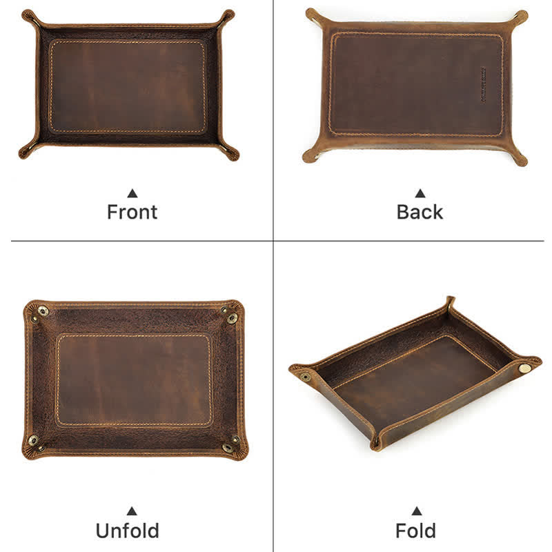 Bandeja plegable rectangular grande de cuero con nombre personalizado - image 3