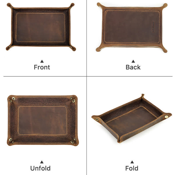 Bandeja plegable rectangular grande de cuero con nombre personalizado - image 3