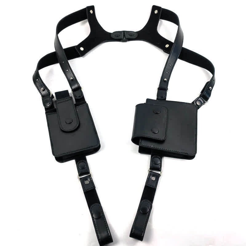 Bolsa deportiva doble de hombro para axilas con trabilla para cinturón - Negro - image 1