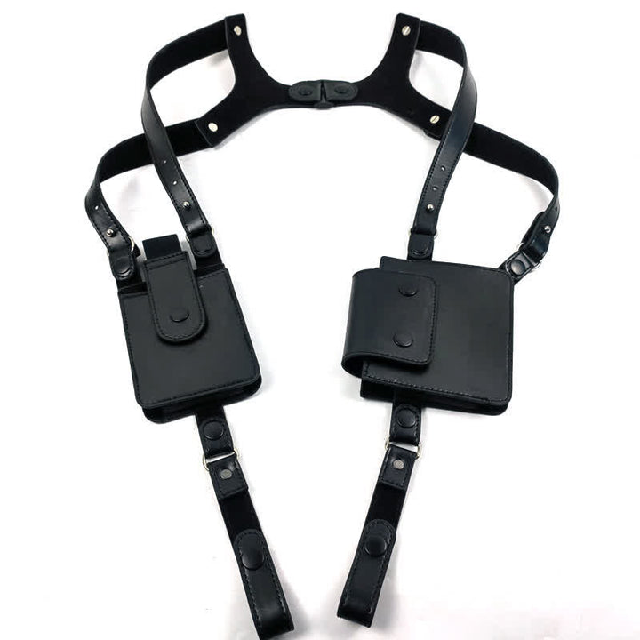 Bolsa deportiva doble de hombro para axilas con trabilla para cinturón - Negro - image 1