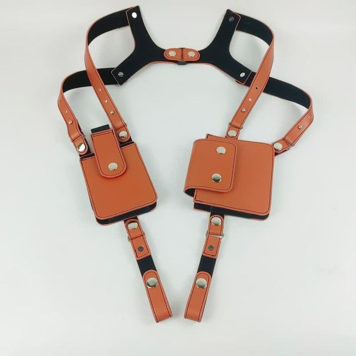 Bolsa deportiva doble de hombro para axilas con trabilla para cinturón - Marrón - image 3