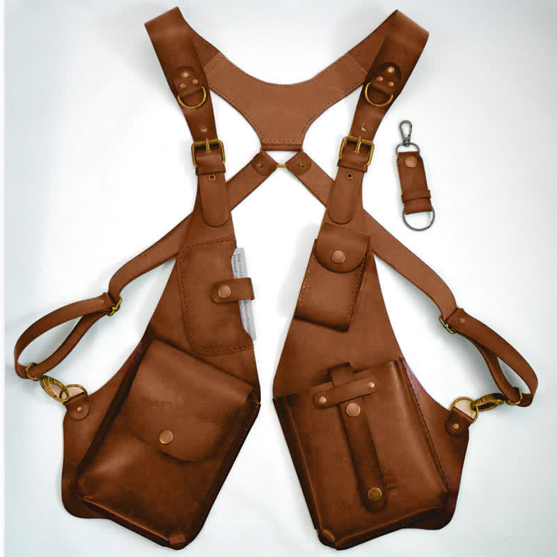 Cartera con arnés antirrobo vintage para llevar debajo del brazo - Marrón claro - image 2