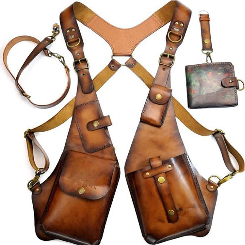 Cartera con arnés antirrobo vintage para llevar debajo del brazo - image 1